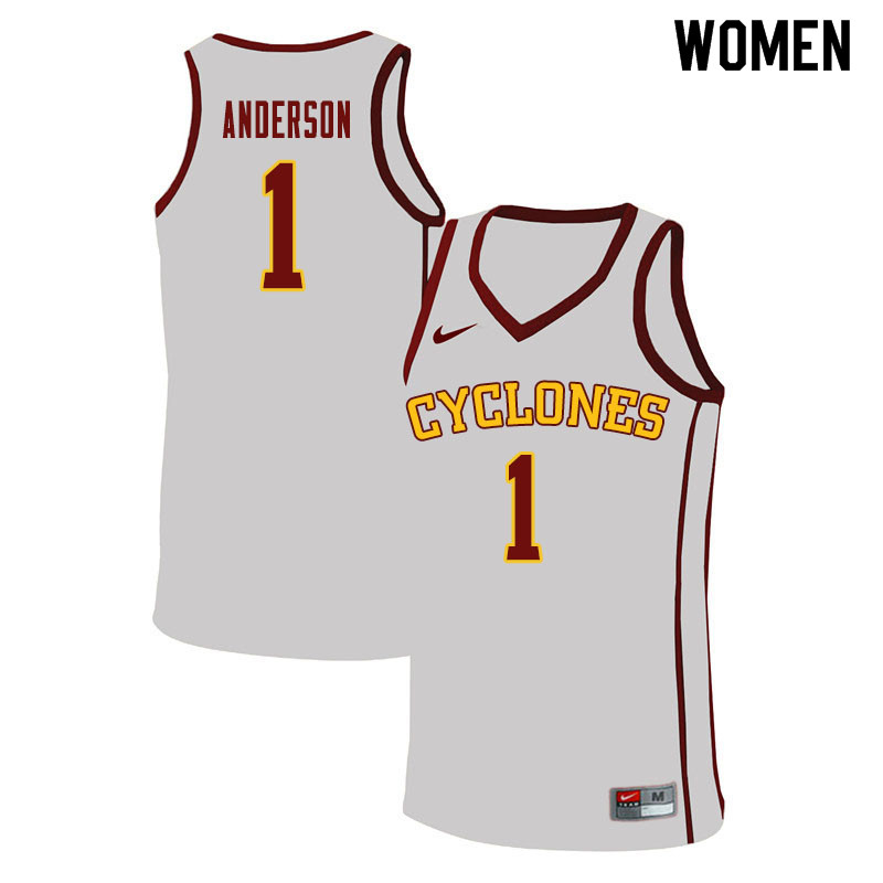 Women #1 Luke Anderson Iowa State Cyclones College Basketball Jerseys Sale-White - Click Image to Close
